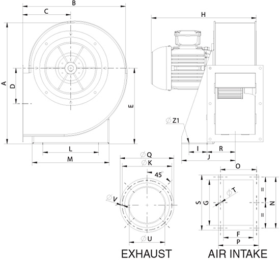 CMS 45/18 T4 11kW - Ventilazione industriale Centrifughi Vortice